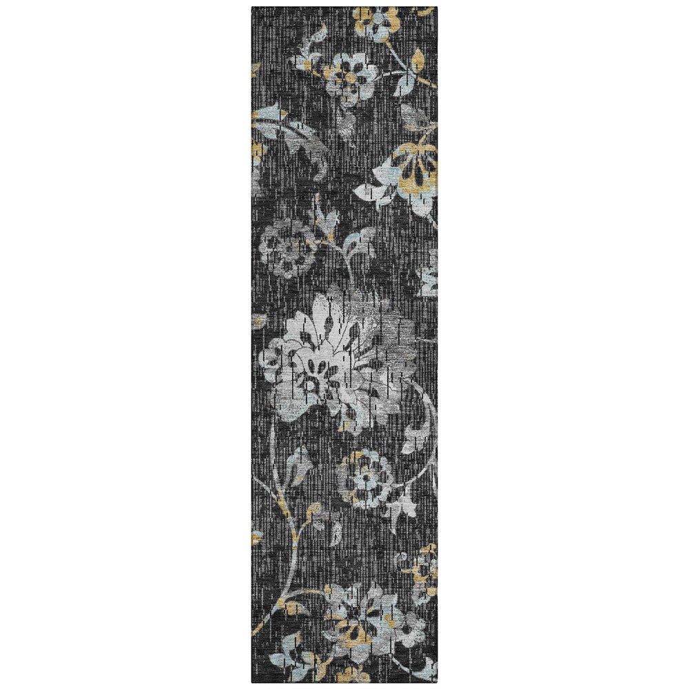 Machine Washable Indoor/Outdoor Chantille ACN2616 Black 2'3" x 7'6" Runner Rug. Picture 1