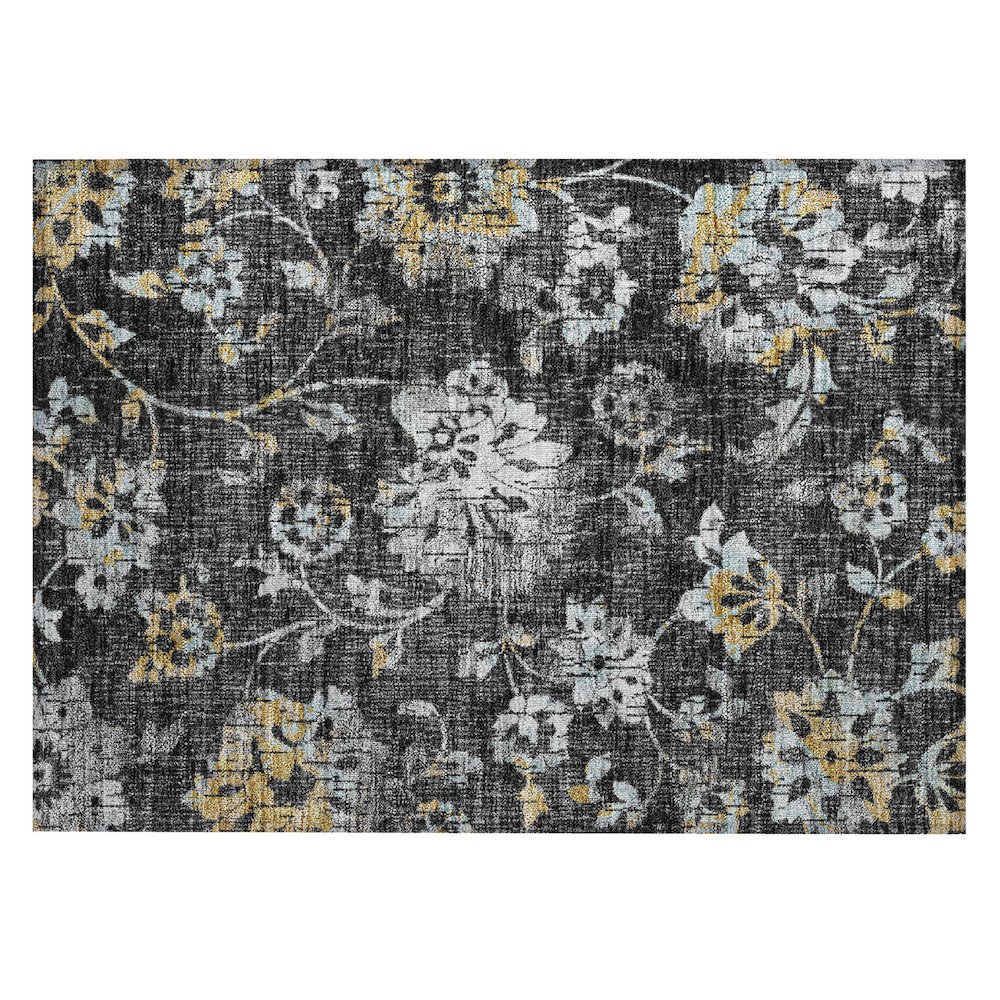 Machine Washable Indoor/Outdoor Chantille ACN2616 Black 1'8" x 2'6" Rug. Picture 1