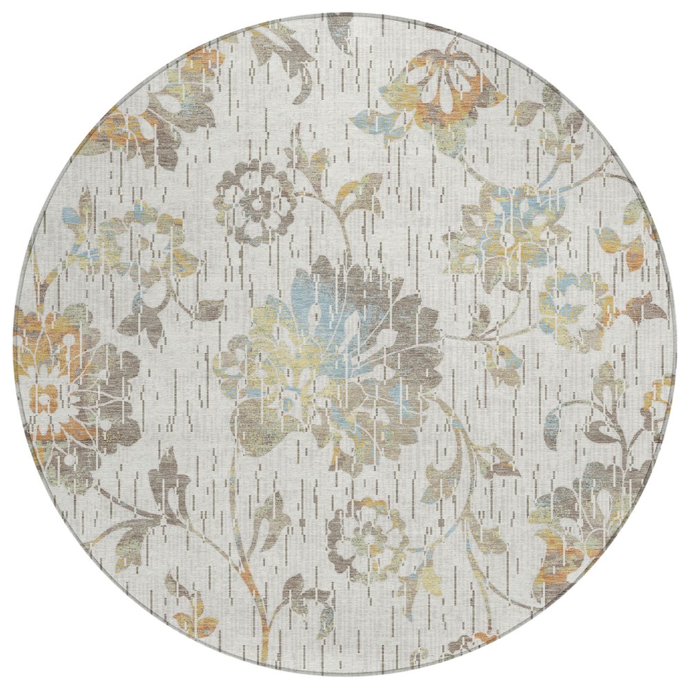Machine Washable Indoor/Outdoor Chantille ACN2616 Ivory 8' x 8' Round Rug. Picture 1