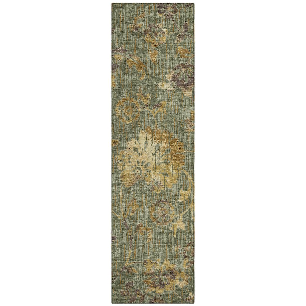 Machine Washable Indoor/Outdoor Chantille ACN2616 Green 2'3" x 7'6" Runner Rug. Picture 1