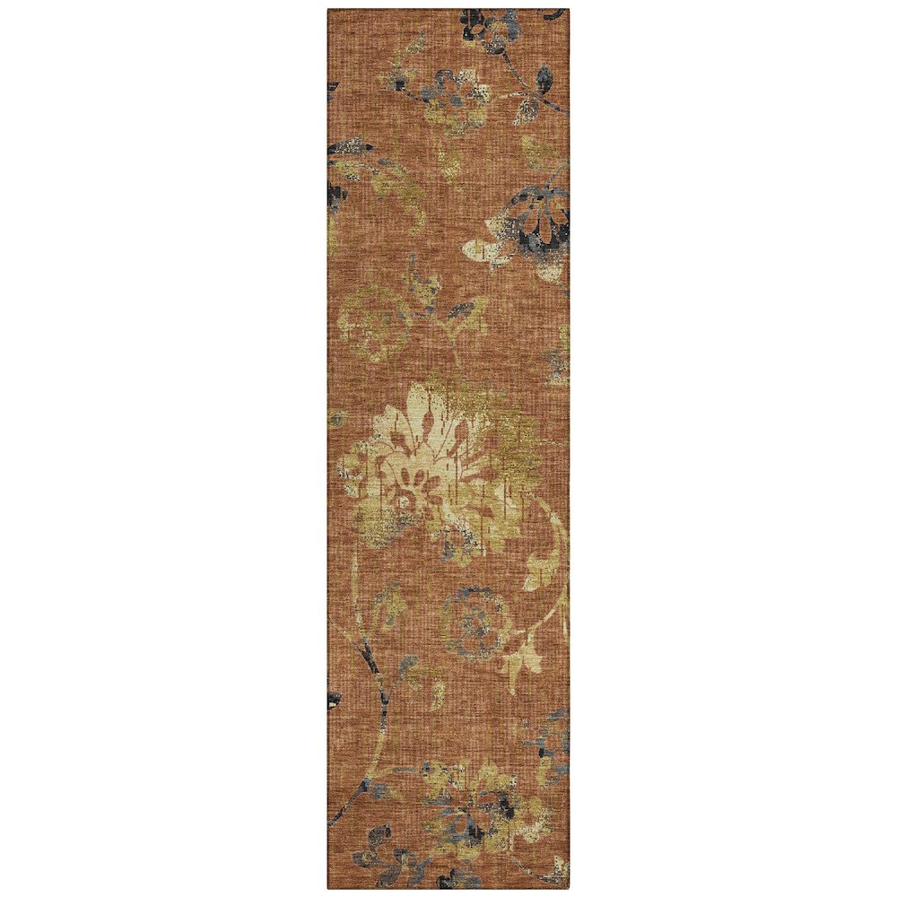 Machine Washable Indoor/Outdoor Chantille ACN2616 Orange 2'3" x 7'6" Runner Rug. Picture 1