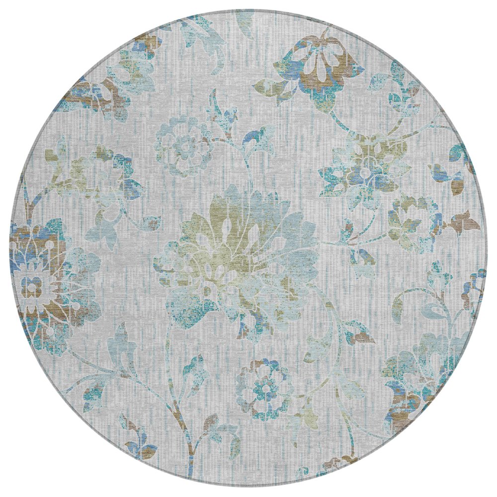 Machine Washable Indoor/Outdoor Chantille ACN2616 Gray 8' x 8' Round Rug. Picture 1