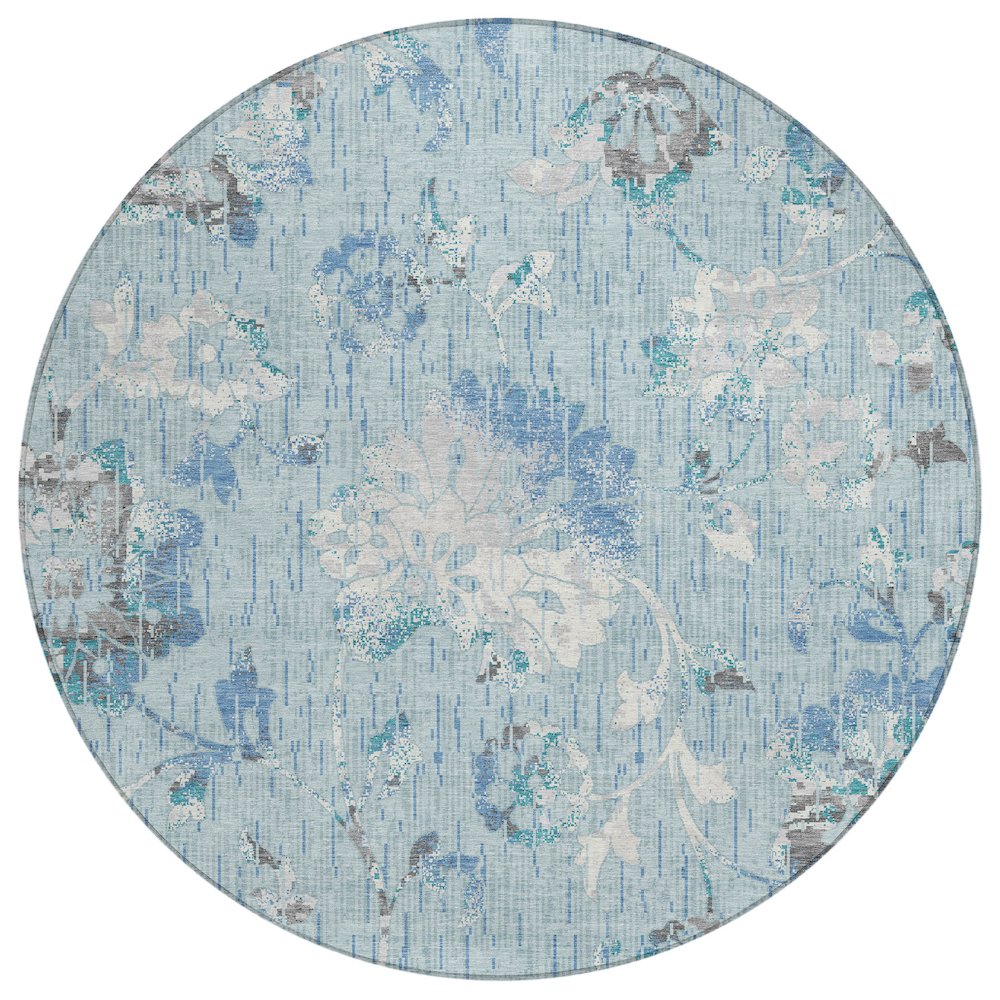 Machine Washable Indoor/Outdoor Chantille ACN2616 Blue 8' x 8' Round Rug. Picture 1