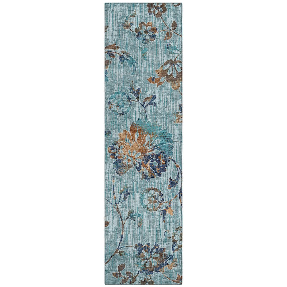 Machine Washable Indoor/Outdoor Chantille ACN2616 Teal 2'3" x 7'6" Runner Rug. Picture 1