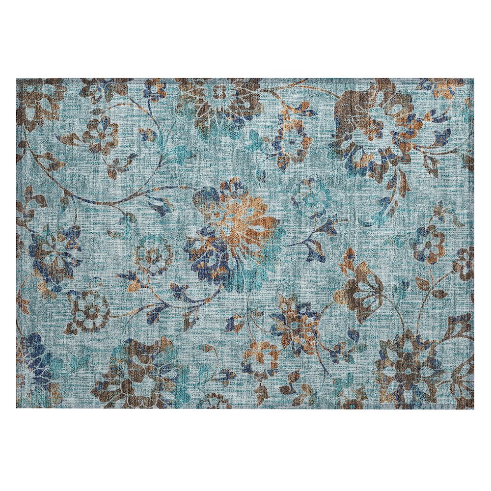Machine Washable Indoor/Outdoor Chantille ACN2616 Teal 1'8" x 2'6" Rug. Picture 1