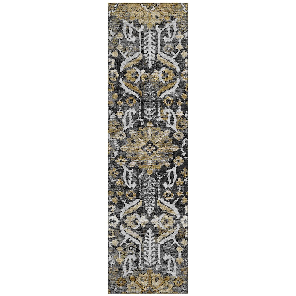 Machine Washable Indoor/Outdoor Chantille ACN2617 Black 2'3" x 7'6" Runner Rug. Picture 1