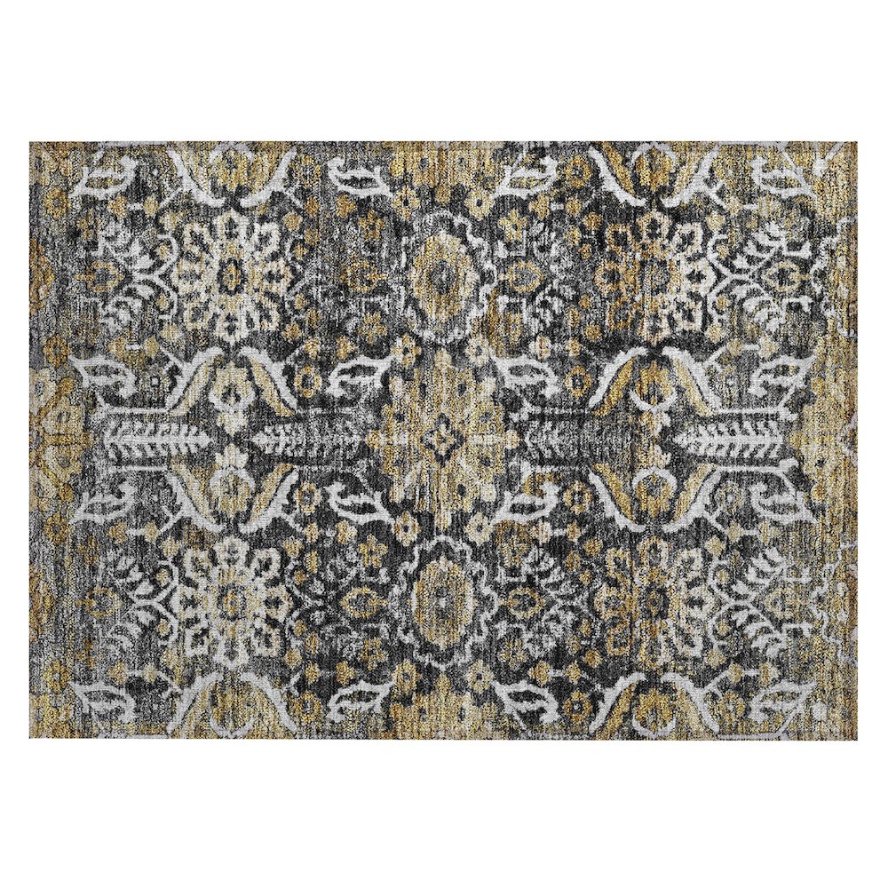 Machine Washable Indoor/Outdoor Chantille ACN2617 Black 1'8" x 2'6" Rug. Picture 1
