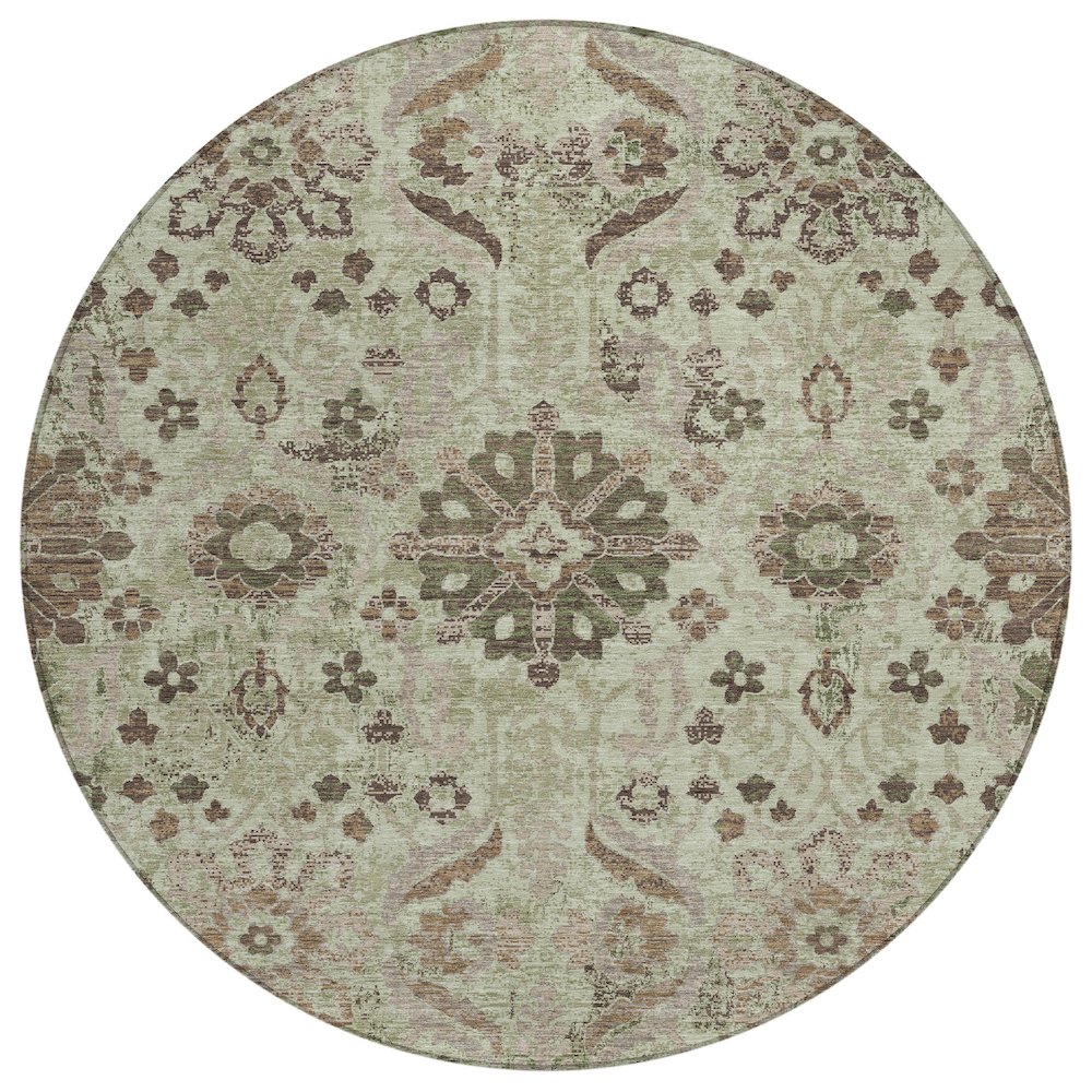 Machine Washable Indoor/Outdoor Chantille ACN2617 Green 8' x 8' Round Rug. Picture 1