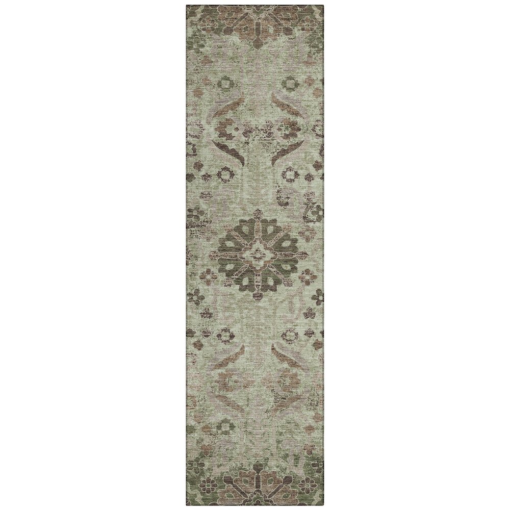 Machine Washable Indoor/Outdoor Chantille ACN2617 Green 2'3" x 7'6" Runner Rug. Picture 1