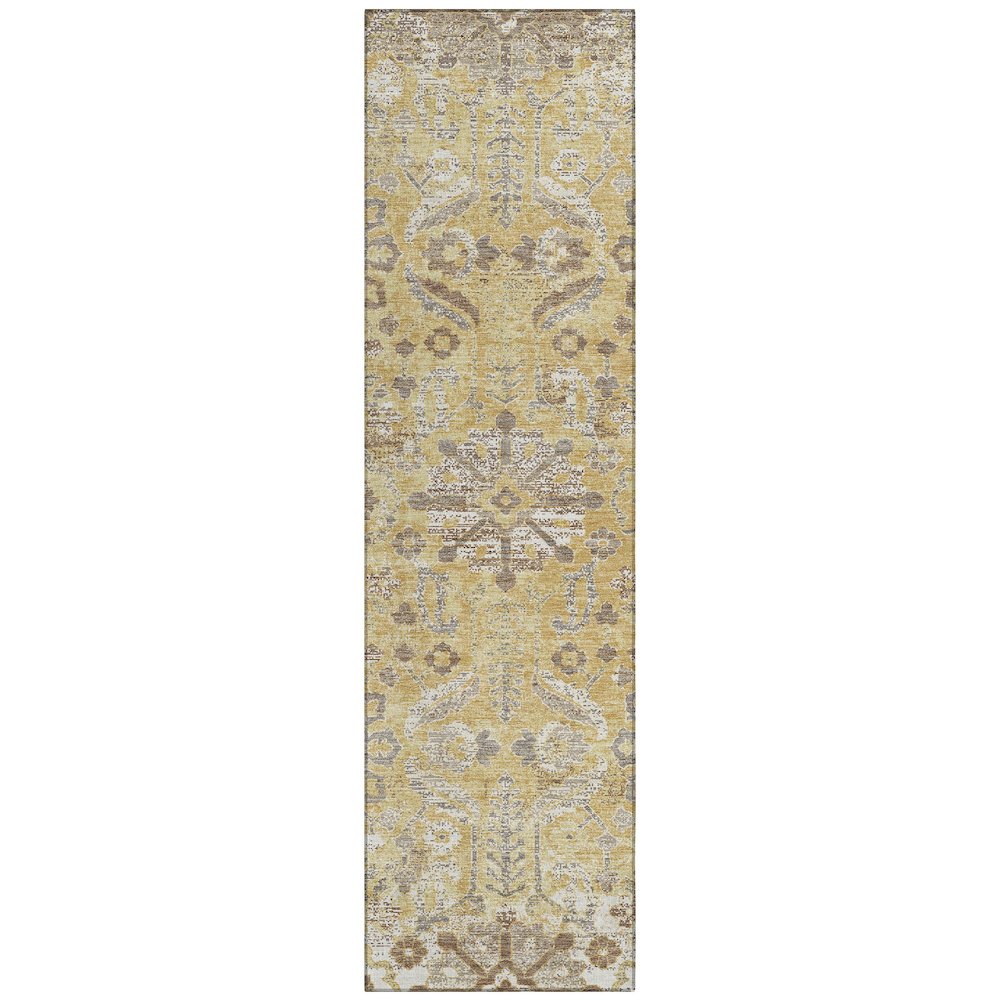 Machine Washable Indoor/Outdoor Chantille ACN2617 Gold 2'3" x 7'6" Runner Rug. Picture 1