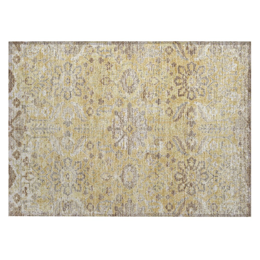 Machine Washable Indoor/Outdoor Chantille ACN2617 Gold 1'8" x 2'6" Rug. Picture 1