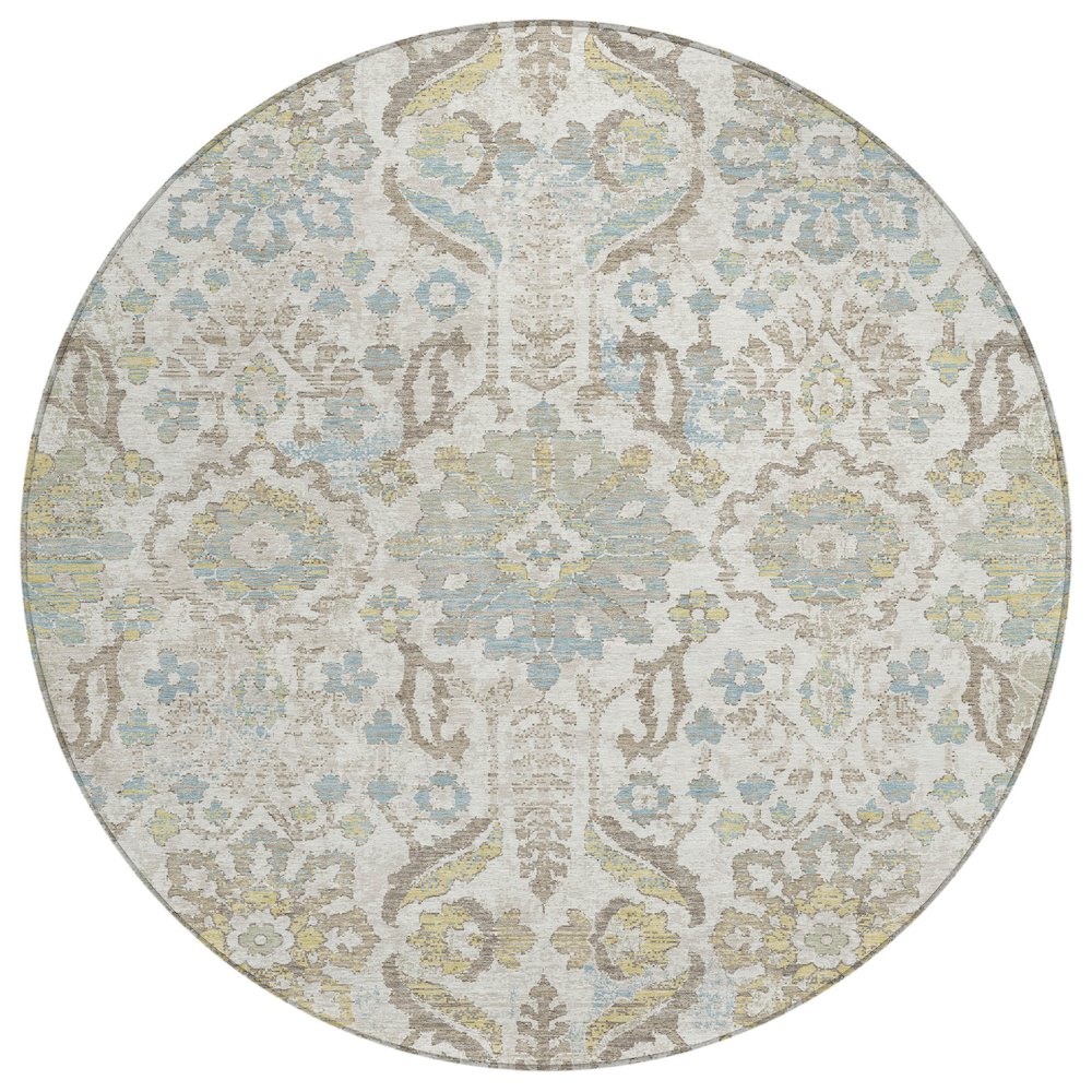 Machine Washable Indoor/Outdoor Chantille ACN2617 Ivory 8' x 8' Round Rug. Picture 1