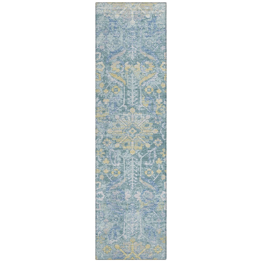 Machine Washable Indoor/Outdoor Chantille ACN2617 Teal 2'3" x 7'6" Runner Rug. Picture 1