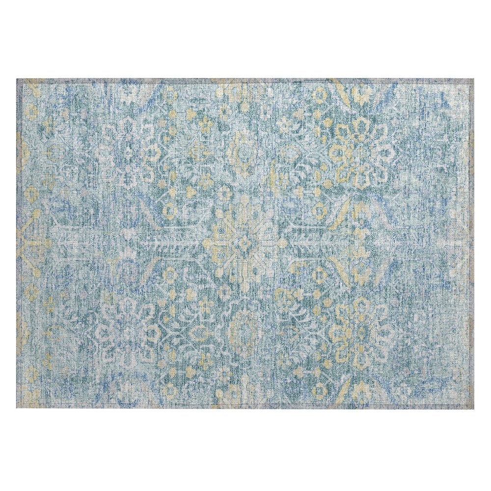 Machine Washable Indoor/Outdoor Chantille ACN2617 Teal 1'8" x 2'6" Rug. Picture 1
