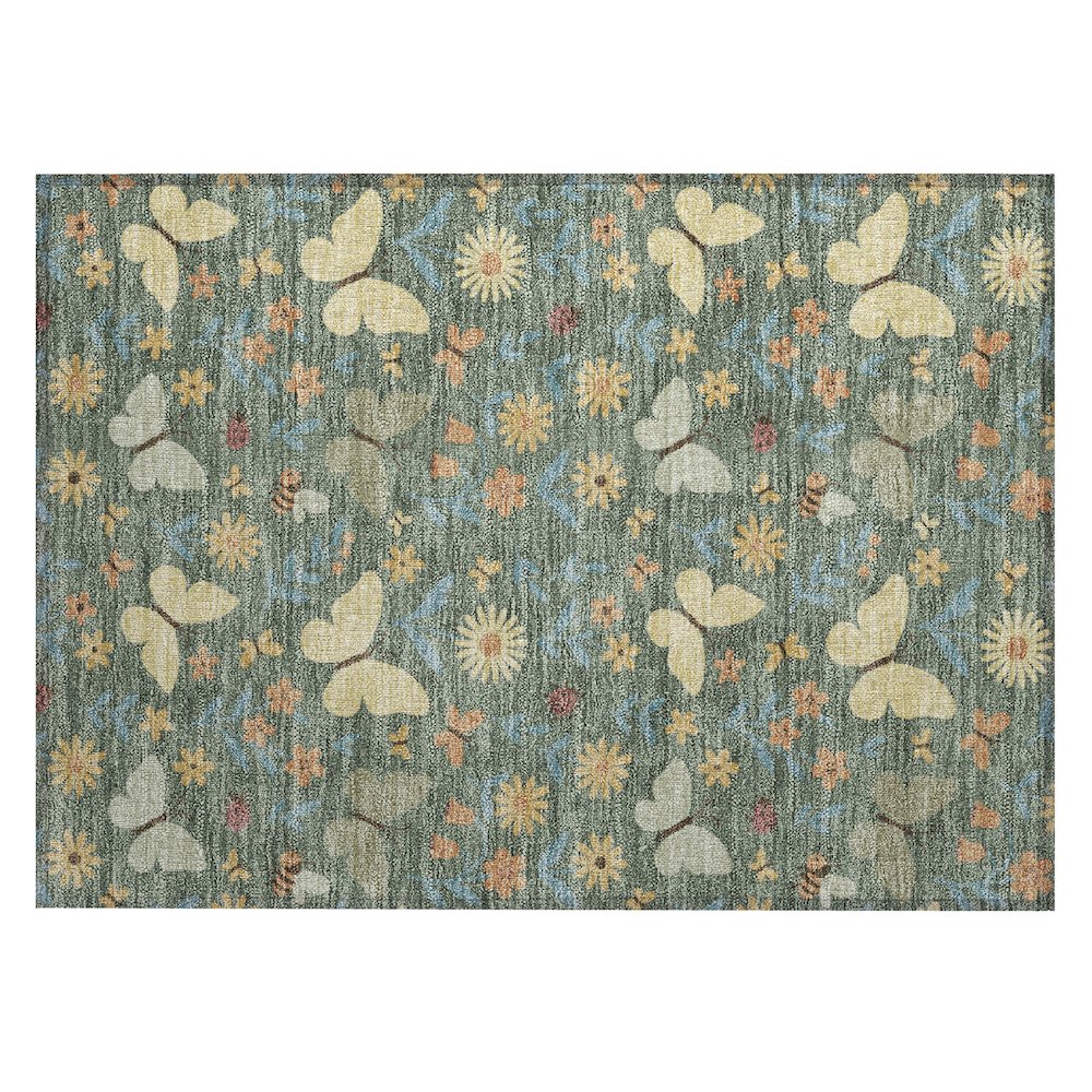 Machine Washable Indoor/Outdoor Chantille ACN2618 Green 1'8" x 2'6" Rug. Picture 1