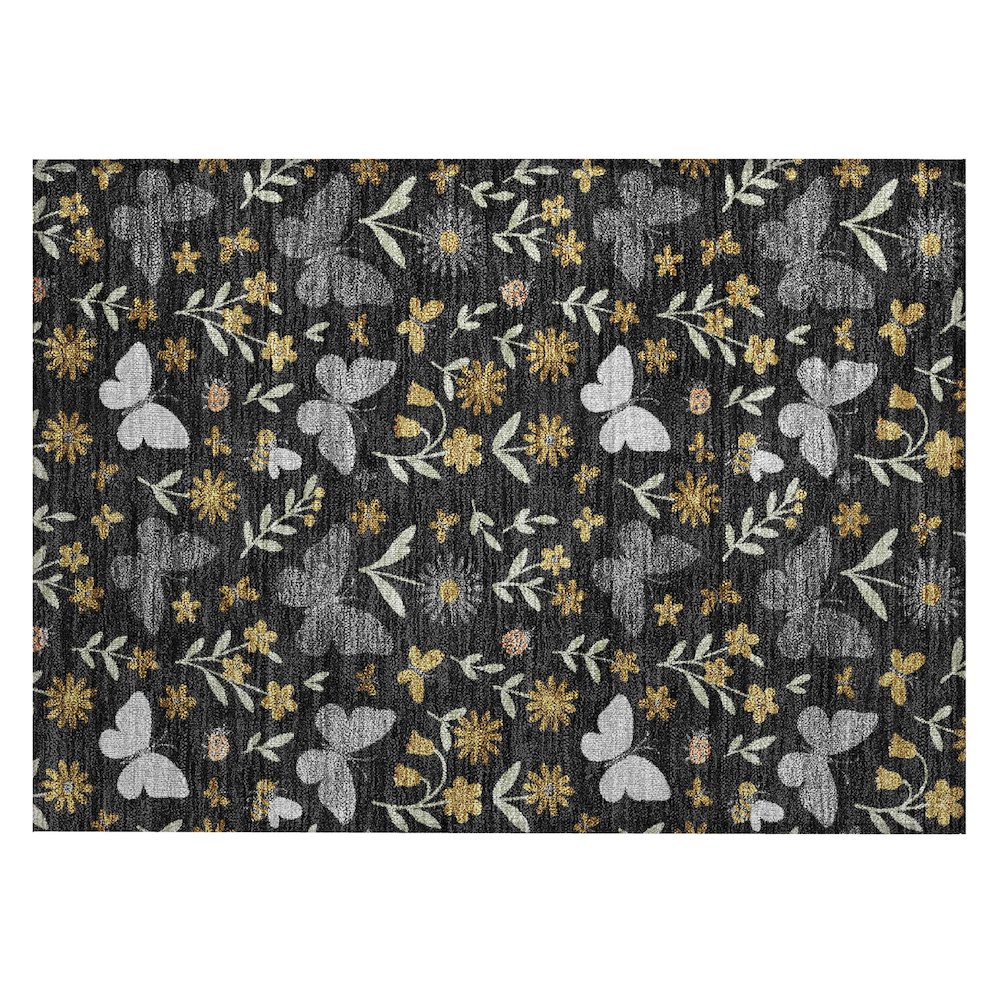 Machine Washable Indoor/Outdoor Chantille ACN2618 Black 1'8" x 2'6" Rug. Picture 1