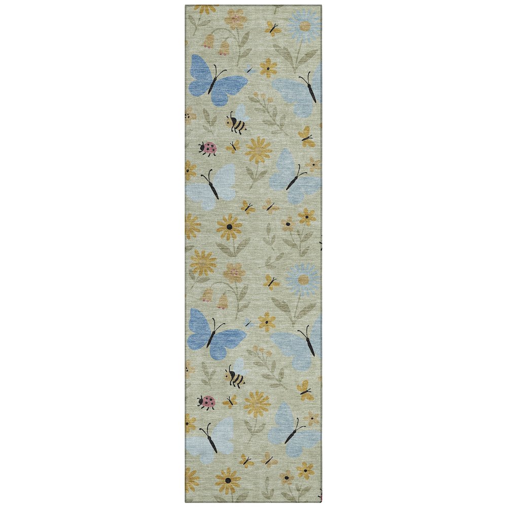 Machine Washable Indoor/Outdoor Chantille ACN2618 Green 2'3" x 7'6" Runner Rug. Picture 1
