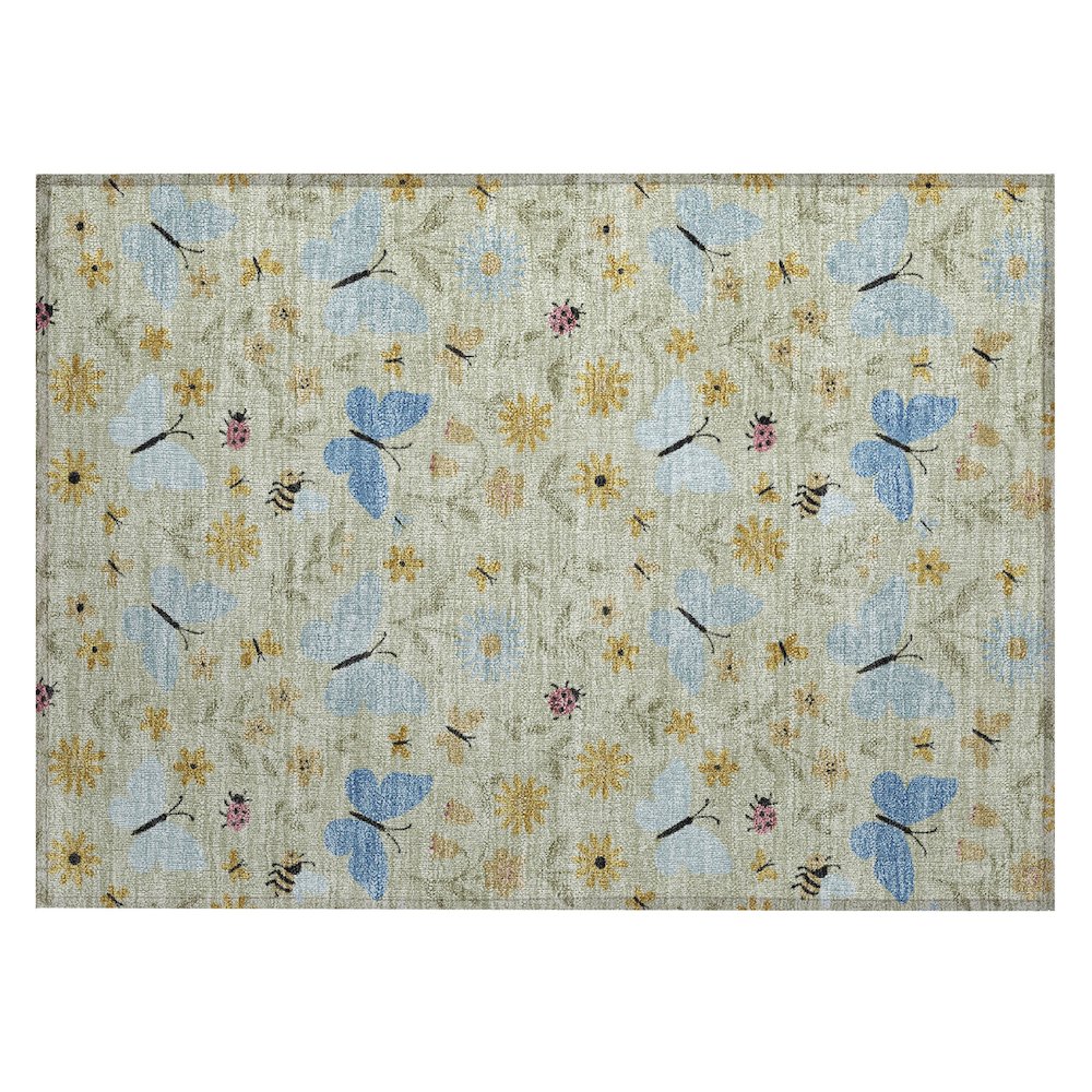 Machine Washable Indoor/Outdoor Chantille ACN2618 Green 1'8" x 2'6" Rug. Picture 1