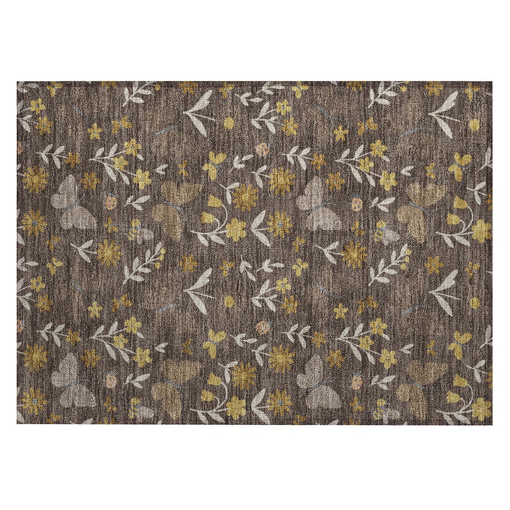 Machine Washable Indoor/Outdoor Chantille ACN2618 Brown 1'8" x 2'6" Rug. Picture 1