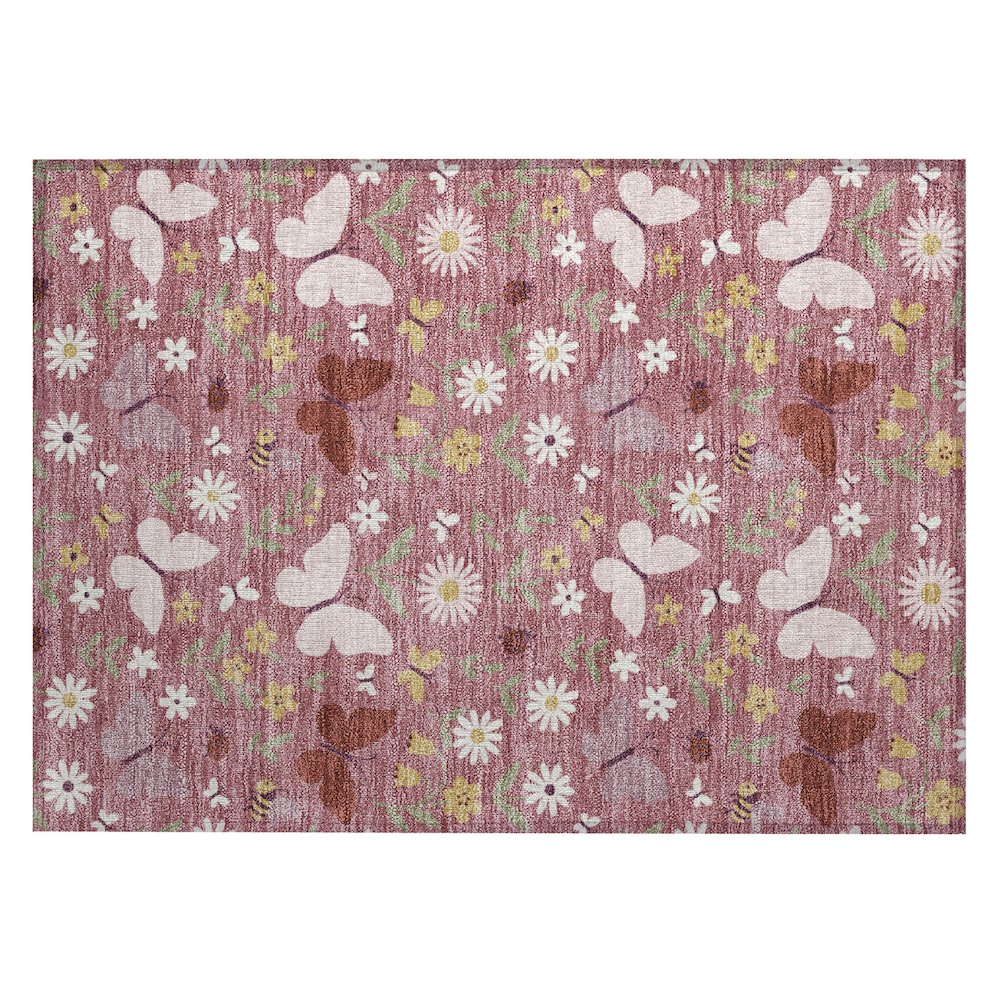 Machine Washable Indoor/Outdoor Chantille ACN2618 Pink 1'8" x 2'6" Rug. Picture 1