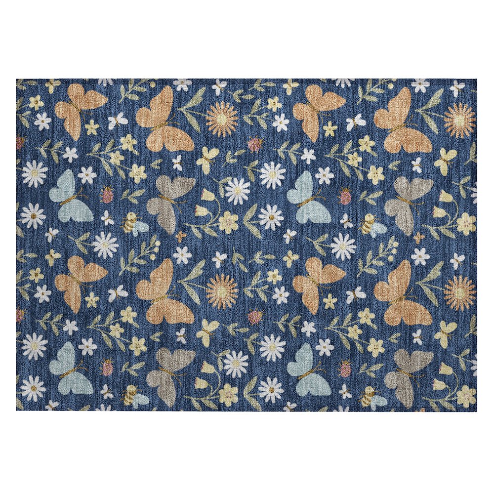 Machine Washable Indoor/Outdoor Chantille ACN2618 Blue 1'8" x 2'6" Rug. Picture 1