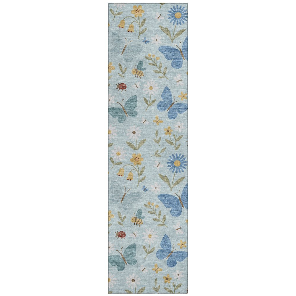 Machine Washable Indoor/Outdoor Chantille ACN2618 Blue 2'3" x 7'6" Runner Rug. Picture 1