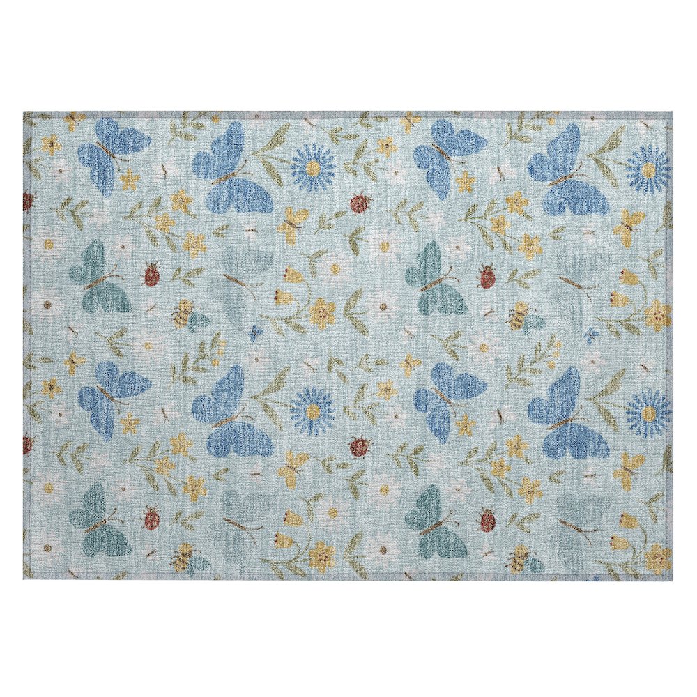 Machine Washable Indoor/Outdoor Chantille ACN2618 Blue 1'8" x 2'6" Rug. Picture 1