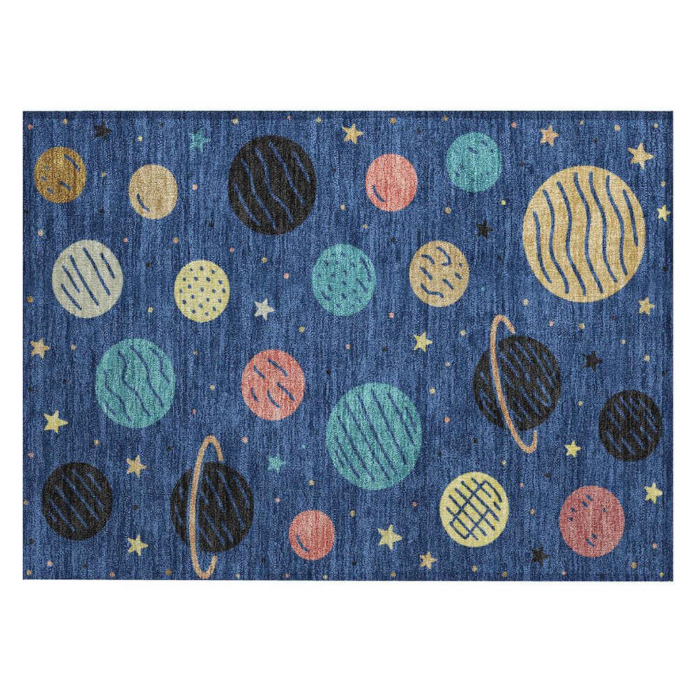 Machine Washable Indoor/Outdoor Chantille ACN2619 Blue 1'8" x 2'6" Rug. Picture 1