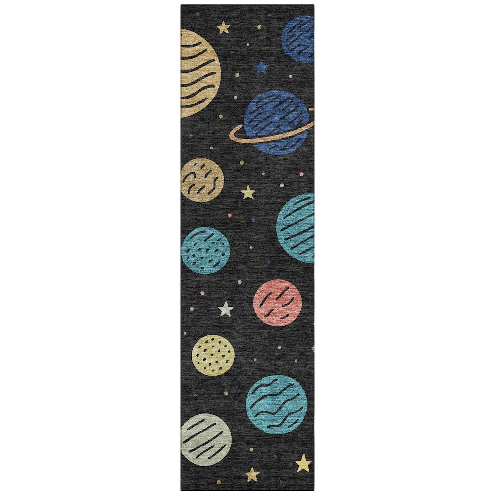Machine Washable Indoor/Outdoor Chantille ACN2619 Black 2'3" x 7'6" Runner Rug. Picture 1