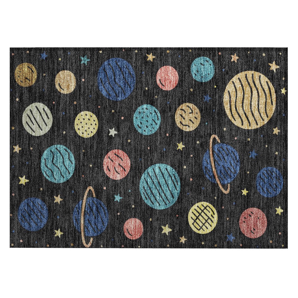 Machine Washable Indoor/Outdoor Chantille ACN2619 Black 1'8" x 2'6" Rug. Picture 1