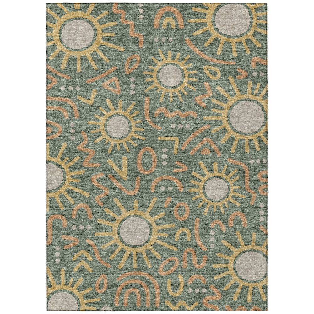 Machine Washable Indoor/Outdoor Chantille ACN2620 Green 2'6" x 3'10" Rug. Picture 1