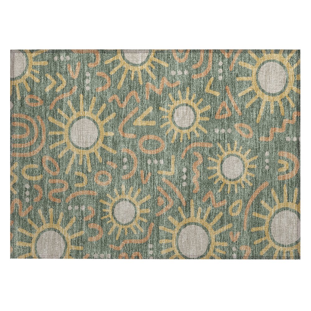 Machine Washable Indoor/Outdoor Chantille ACN2620 Green 1'8" x 2'6" Rug. Picture 1