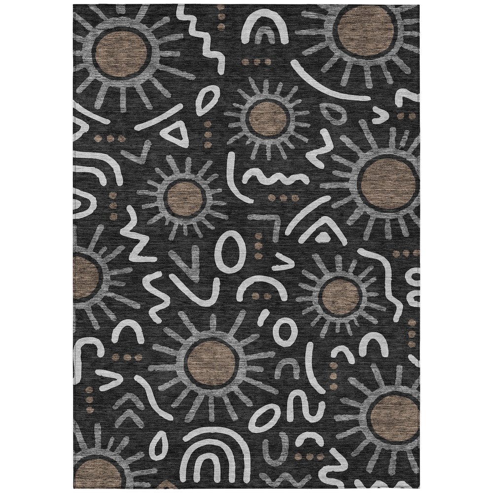 Machine Washable Indoor/Outdoor Chantille ACN2620 Black 2'6" x 3'10" Rug. Picture 1