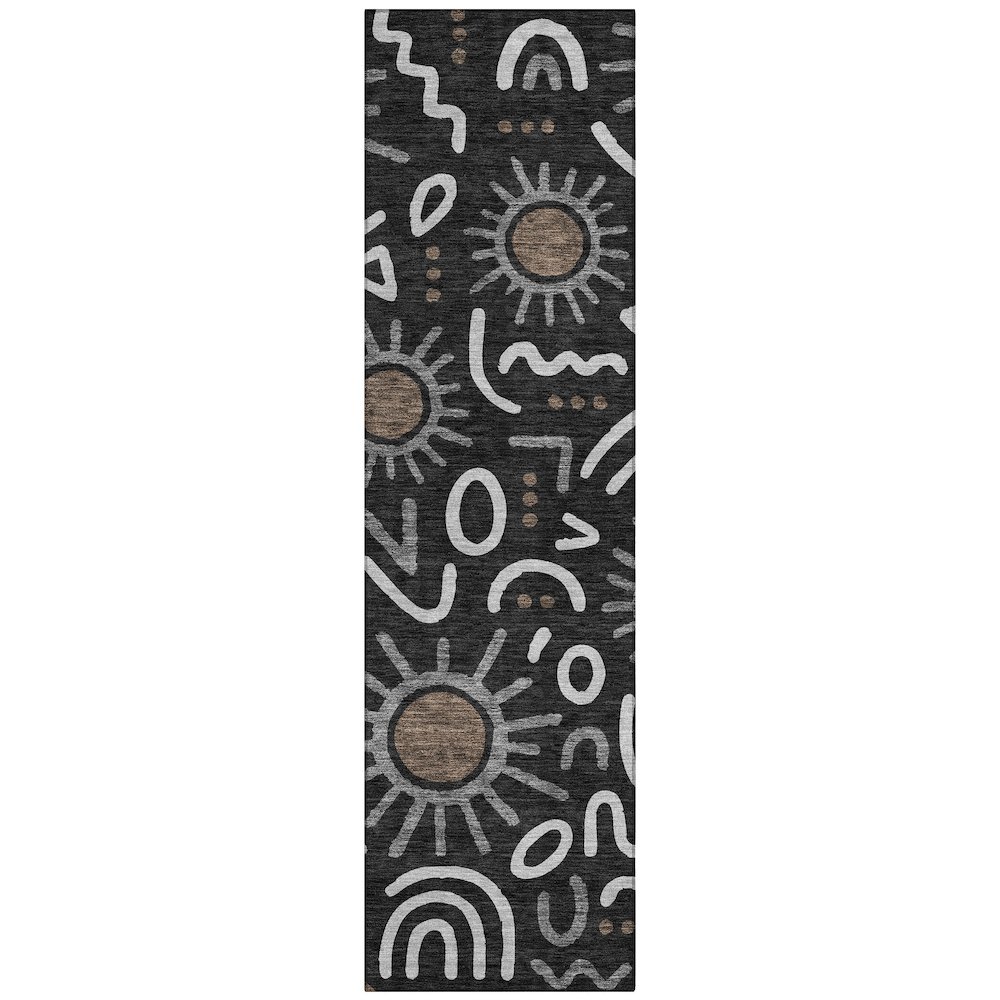 Machine Washable Indoor/Outdoor Chantille ACN2620 Black 2'3" x 7'6" Runner Rug. Picture 1