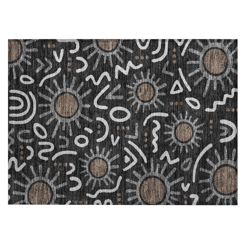 Machine Washable Indoor/Outdoor Chantille ACN2620 Black 1'8" x 2'6" Rug. Picture 1