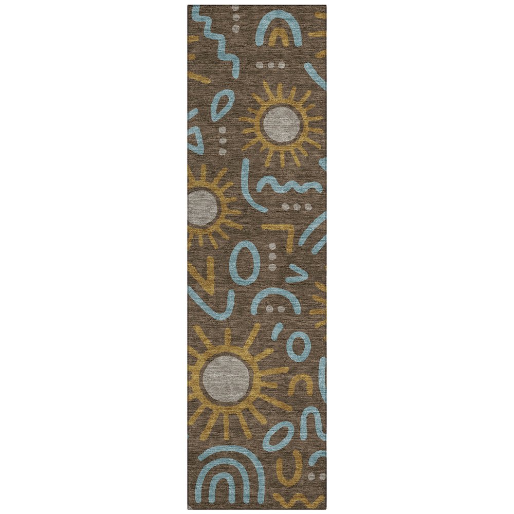 Machine Washable Indoor/Outdoor Chantille ACN2620 Brown 2'3" x 7'6" Runner Rug. Picture 1