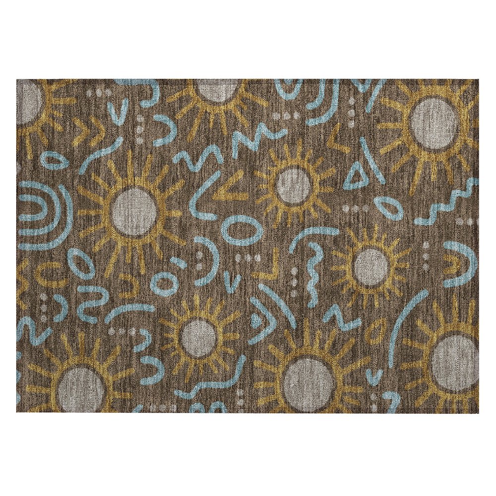Machine Washable Indoor/Outdoor Chantille ACN2620 Brown 1'8" x 2'6" Rug. Picture 1