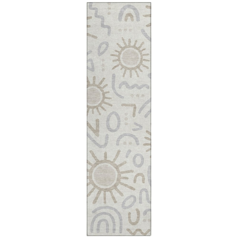 Machine Washable Indoor/Outdoor Chantille ACN2620 Ivory 2'3" x 7'6" Runner Rug. Picture 1