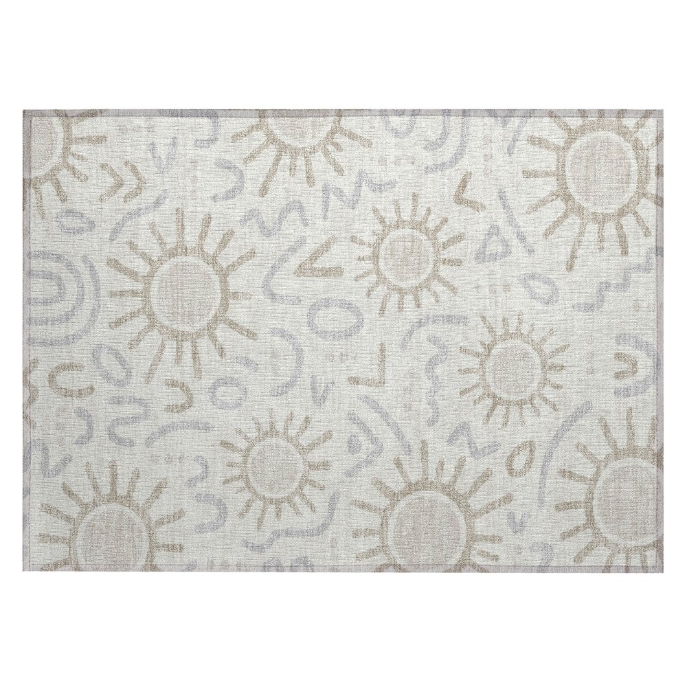 Machine Washable Indoor/Outdoor Chantille ACN2620 Ivory 1'8" x 2'6" Rug. Picture 1