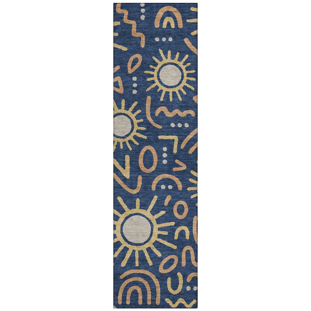 Machine Washable Indoor/Outdoor Chantille ACN2620 Blue 2'3" x 7'6" Runner Rug. Picture 1