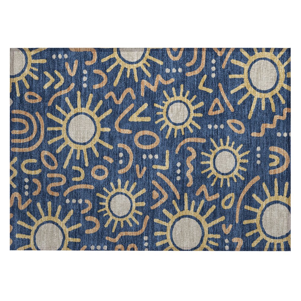 Machine Washable Indoor/Outdoor Chantille ACN2620 Blue 1'8" x 2'6" Rug. Picture 1