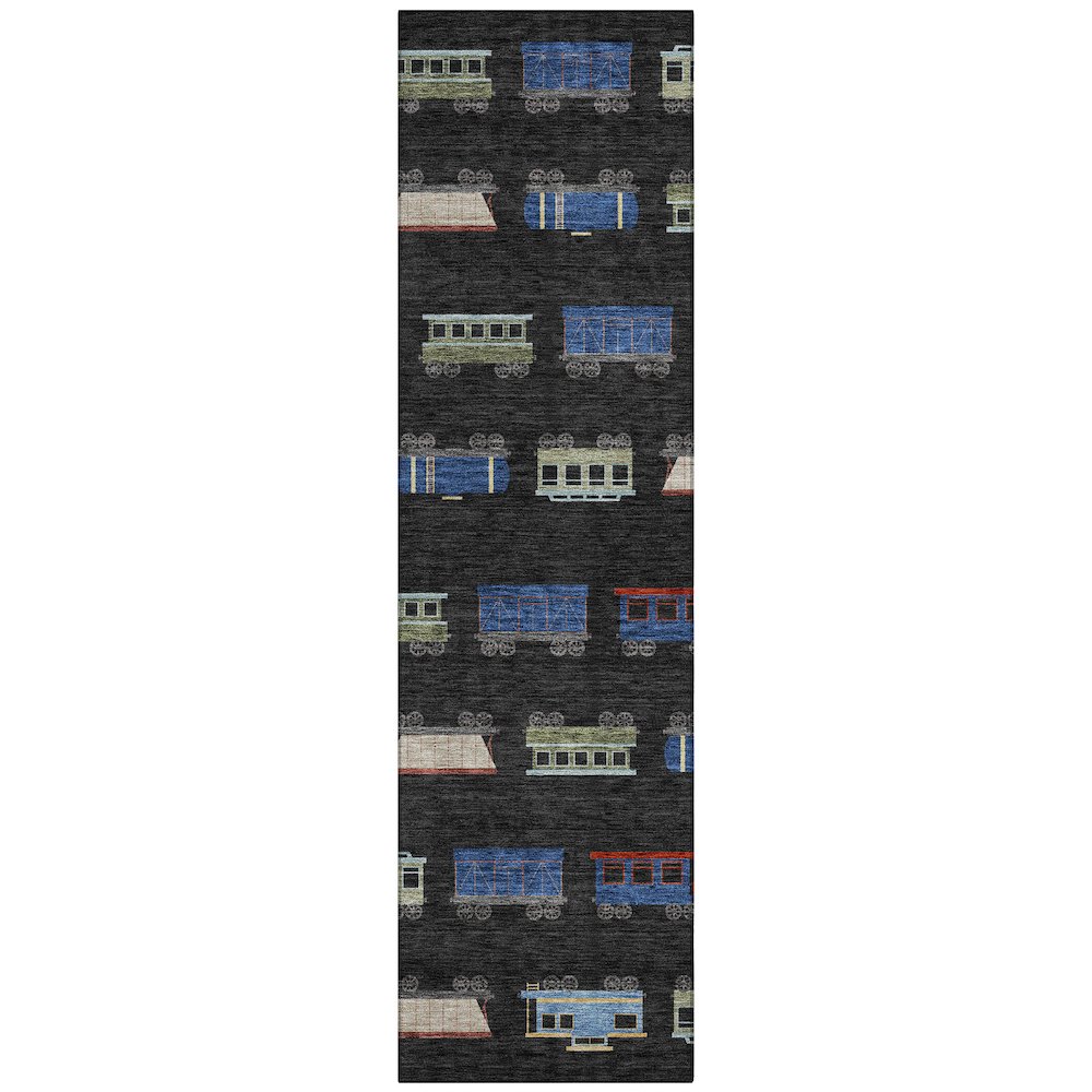 Machine Washable Indoor/Outdoor Chantille ACN2621 Black 2'3" x 7'6" Runner Rug. Picture 1