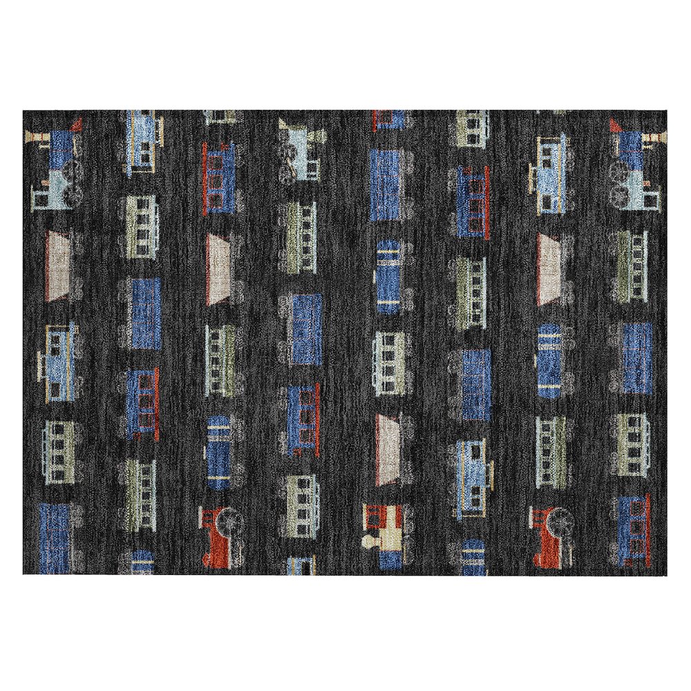 Machine Washable Indoor/Outdoor Chantille ACN2621 Black 1'8" x 2'6" Rug. Picture 1