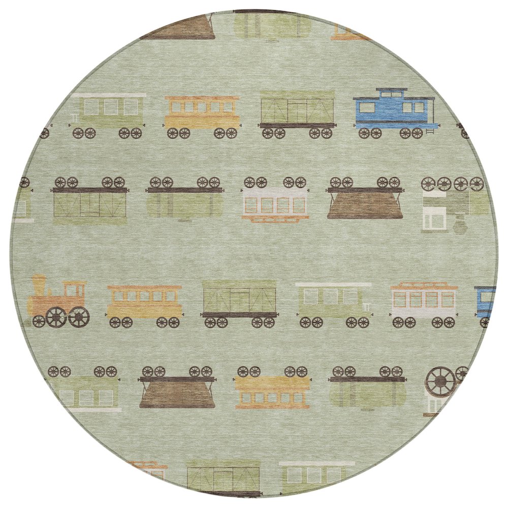 Machine Washable Indoor/Outdoor Chantille ACN2621 Green 8' x 8' Round Rug. Picture 1