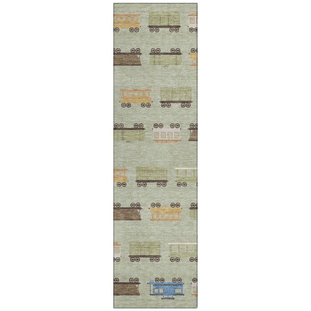 Machine Washable Indoor/Outdoor Chantille ACN2621 Green 2'3" x 7'6" Runner Rug. Picture 1