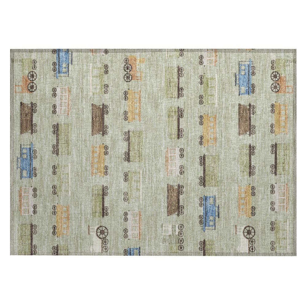 Machine Washable Indoor/Outdoor Chantille ACN2621 Green 1'8" x 2'6" Rug. Picture 1
