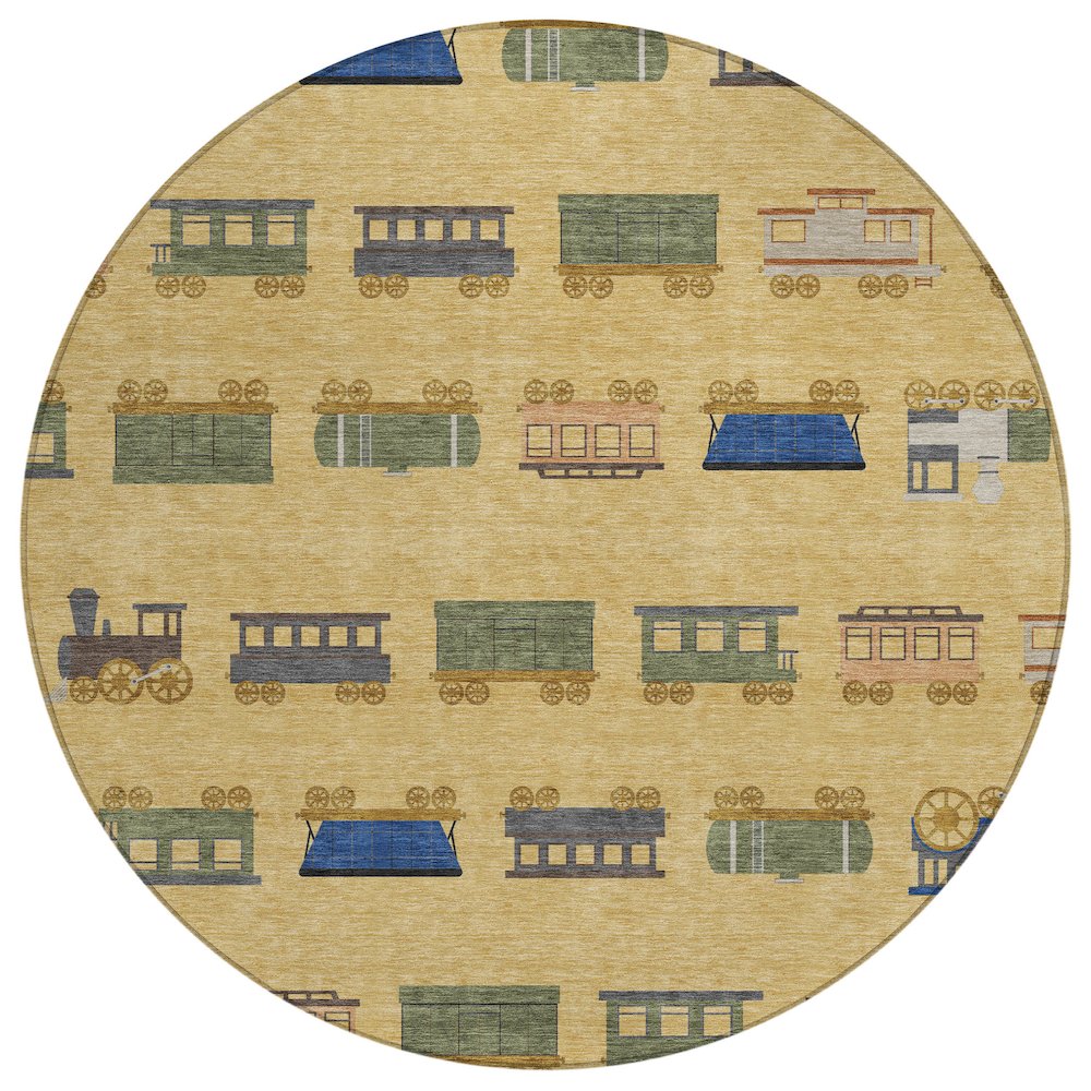 Machine Washable Indoor/Outdoor Chantille ACN2621 Gold 8' x 8' Round Rug. Picture 1