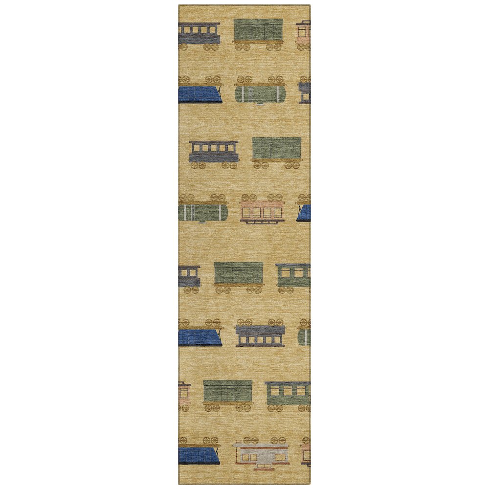 Machine Washable Indoor/Outdoor Chantille ACN2621 Gold 2'3" x 7'6" Runner Rug. Picture 1