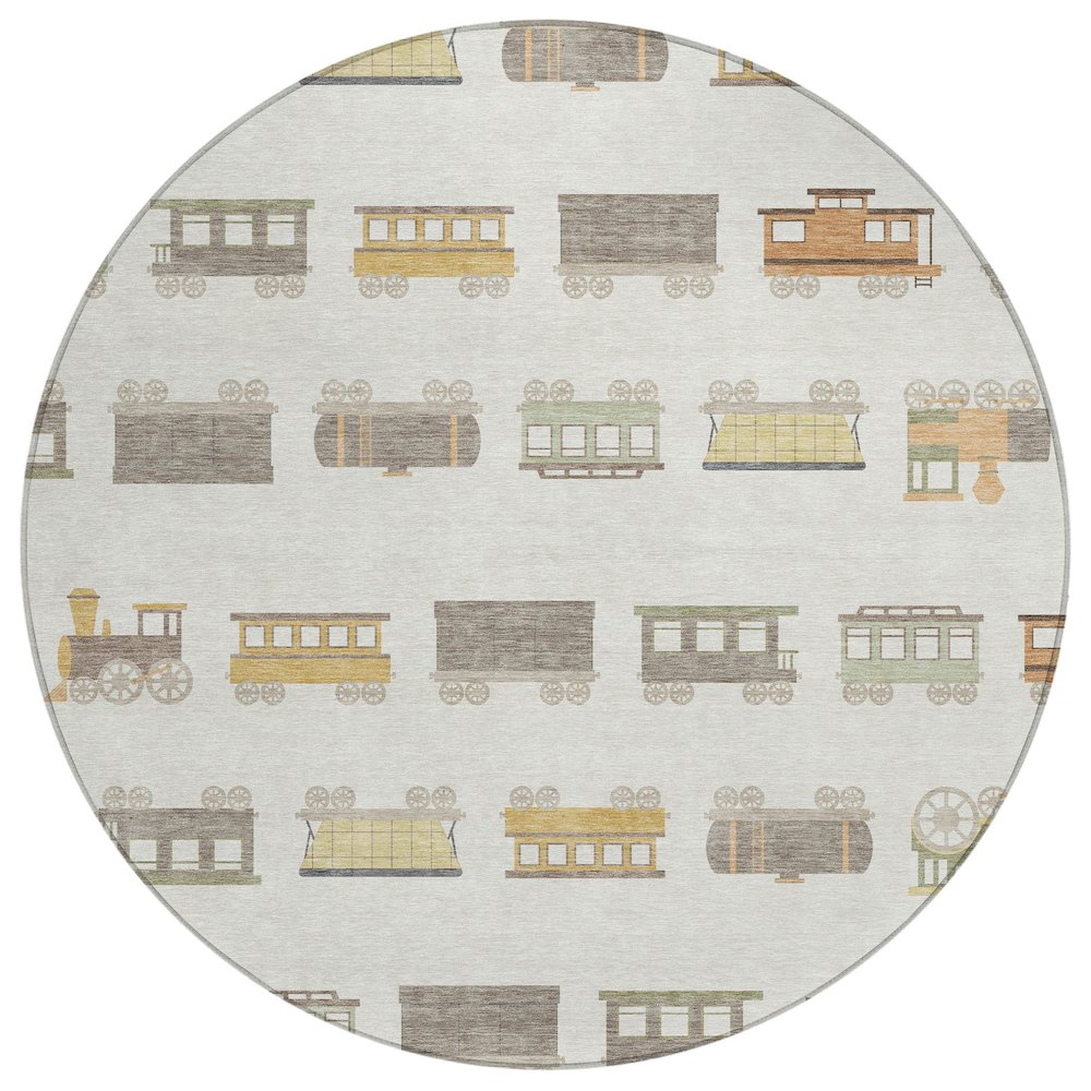 Machine Washable Indoor/Outdoor Chantille ACN2621 Ivory 8' x 8' Round Rug. Picture 1