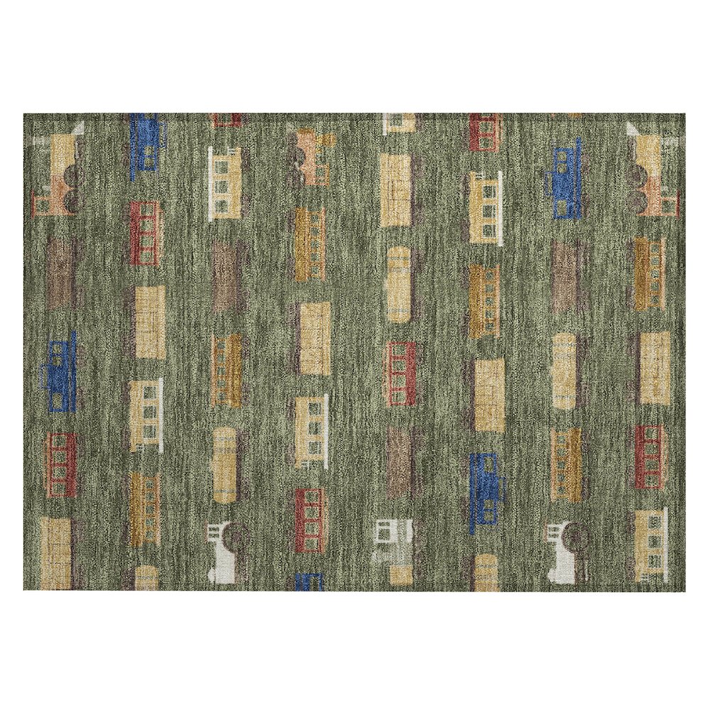 Machine Washable Indoor/Outdoor Chantille ACN2621 Green 1'8" x 2'6" Rug. Picture 1
